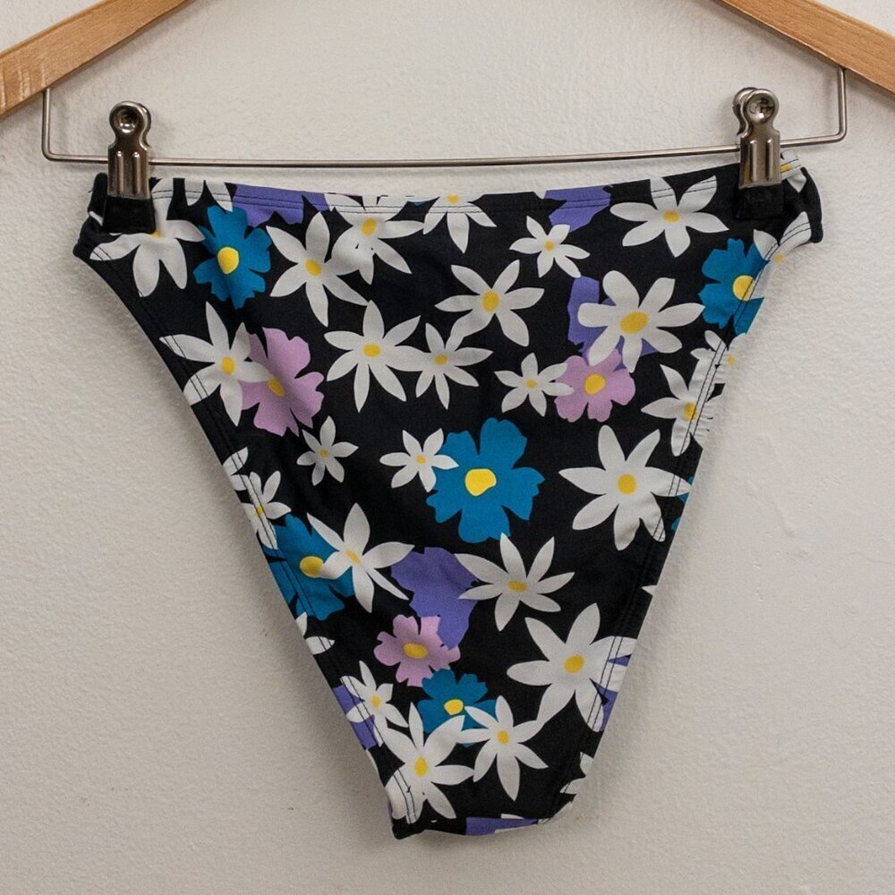 Floral Bikini Bottom Xhilaration Size Small Black White Purple Blue Daisies - Picture 2 of 3